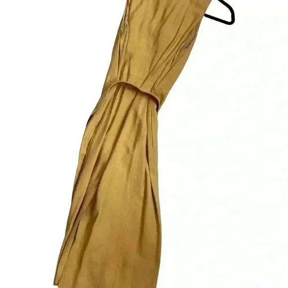 Something Navy mustard button up midi belted dress size M - Picture 3 of 3